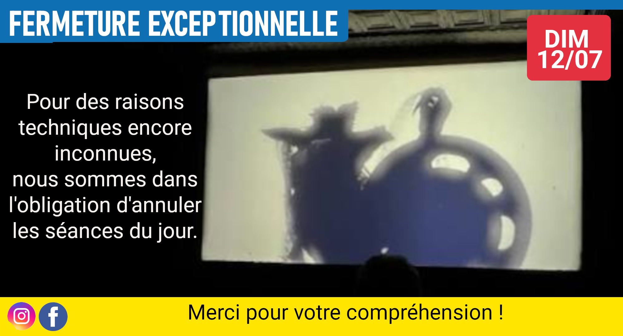 fermeture exceptionnelle le 12/07