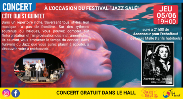 Concert gratuit de "Côte Ouest Quintet" Concert gratuit de "Côte Ouest Quintet"